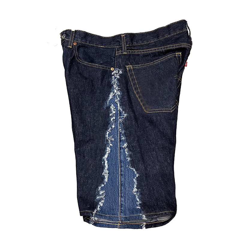 Zweifarbige Jeansshorts