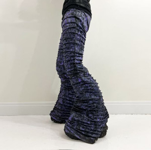 Custom Wholesale Purple Stacked Flared Jeans - High-End Artistic Denim | DiZNEW