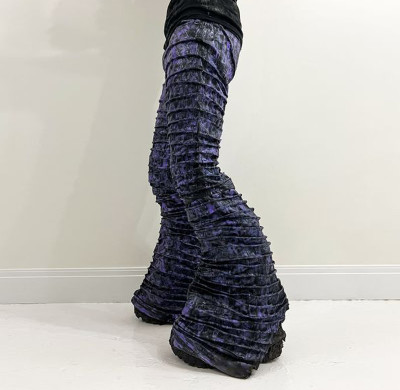 Custom Wholesale Purple Stacked Flared Jeans - High-End Artistic Denim | DiZNEW