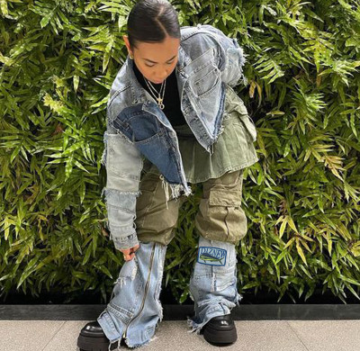 Custom Layered Cargo Skirt-Jeans - High-End Avant-Garde Fashion | DiZNEW