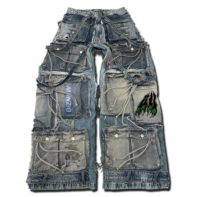 Individuell gestaltete Patchwork-Jeans