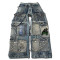 Custom Cargo Jeans with Washed Finish & Utility Pockets