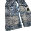 Purchase Custom Multi-Pocket Patchwork Jeans - Unique Distressed Denim | DiZNEW