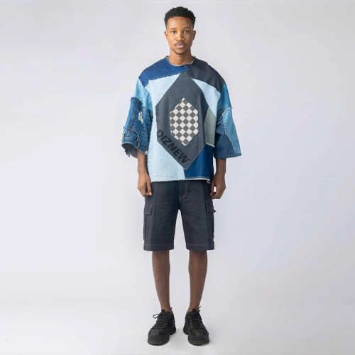 Purchase Custom Patchwork Denim Shirt - Unique Avant-Garde Fashion | DiZNEW