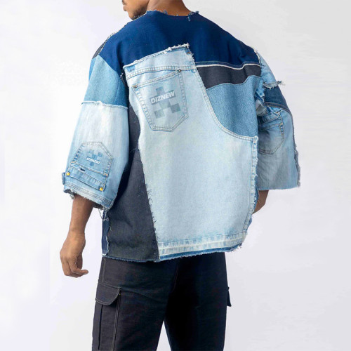 Purchase Custom Patchwork Denim Shirt - Unique Avant-Garde Fashion | DiZNEW