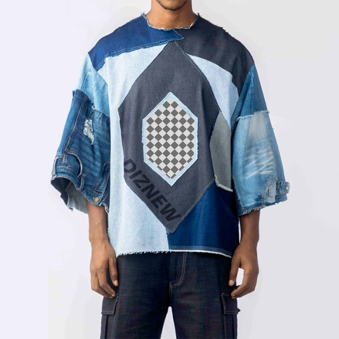 Purchase Custom Patchwork Denim Shirt - Unique Avant-Garde Fashion | DiZNEW