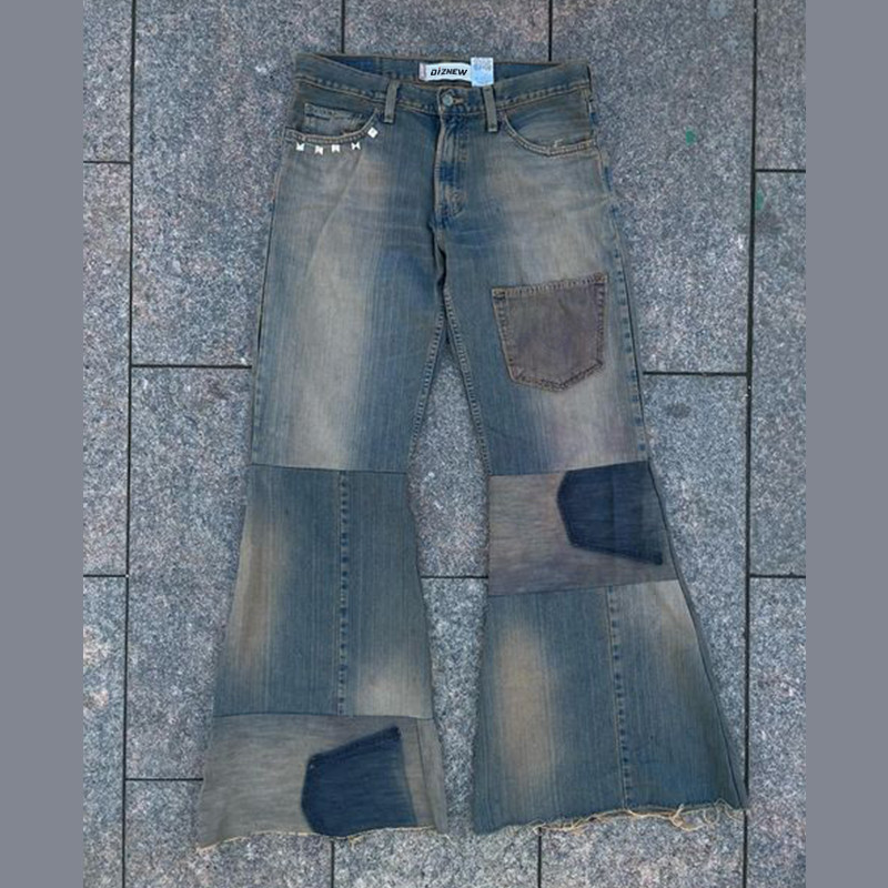 Großhandel Patchwork-Flare-Jeans