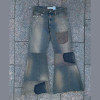 Vintage Patchwork Flare Jeans - Handcrafted Distressed Urban Style | DiZNEW