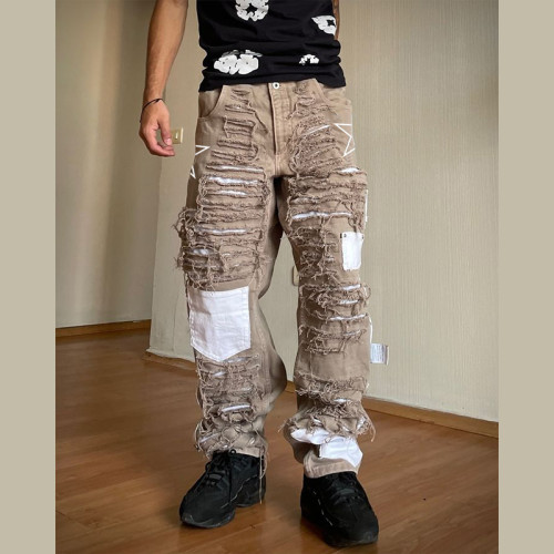 Distressed Patchwork-Jeans für Herren – Robuster Streetwear-Stil | DiZNEW