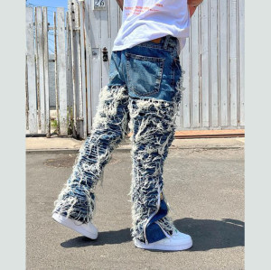 Bespoke Shredded Distressed Blue Jeans for Men – Custom Ripped Denim | DiZNEW