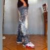 Distressed Stacked Denim Jeans with Frayed Detailing - Custom Fit | DiZNEW