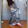 Distressed Stacked Denim Jeans with Frayed Detailing - Custom Fit | DiZNEW