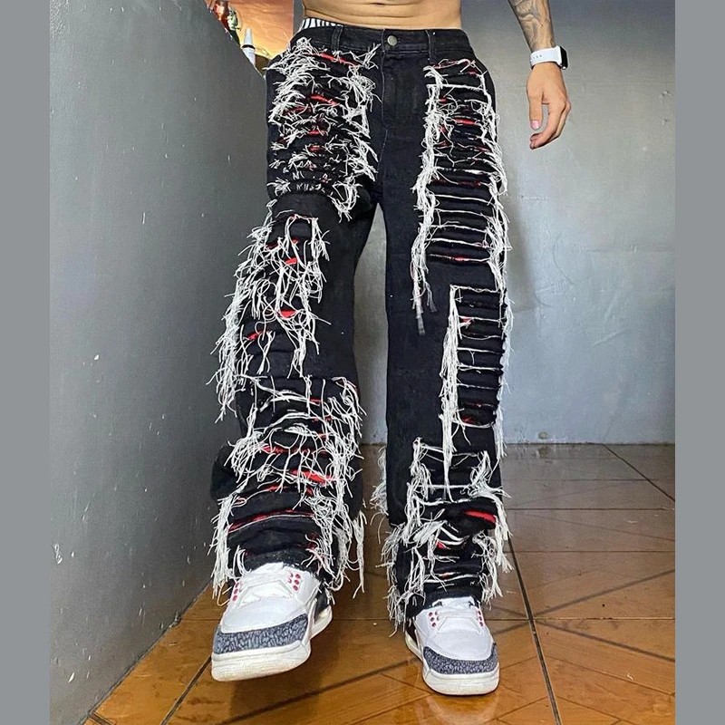 Shredded Black Denim Jeans
