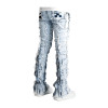 DiZNEW Men's Distressed Skinny Denim Jeans with Patchwork and Zipper Detailing