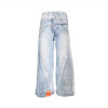 DiZNEW Custom Vintage Patchwork Wide-Leg Jeans with Distressed Detailing