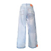 DiZNEW Custom Vintage Patchwork Wide-Leg Jeans with Distressed Detailing