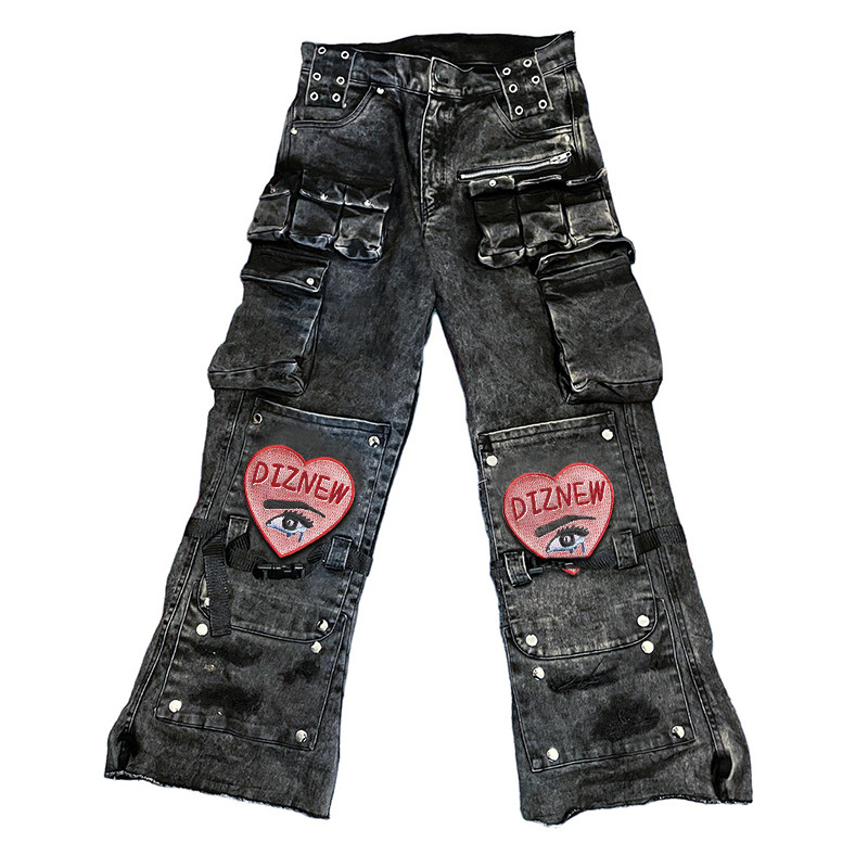 Cargo-Jeans mit Patchwork