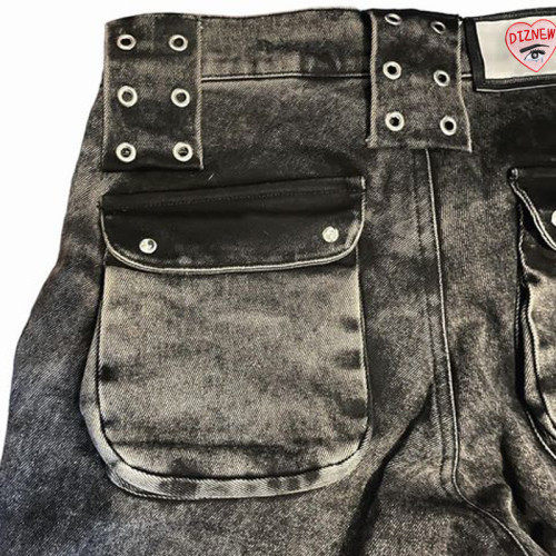 Jeans cargo utilitarios para hombre DiZNEW con diseño de corazón de patchwork y múltiples bolsillos