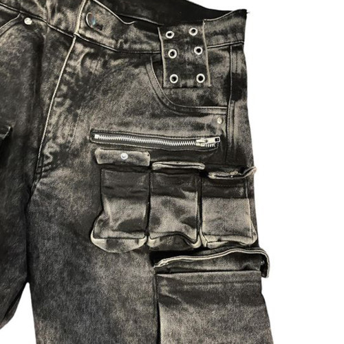 Jeans cargo utilitarios para hombre DiZNEW con diseño de corazón de patchwork y múltiples bolsillos