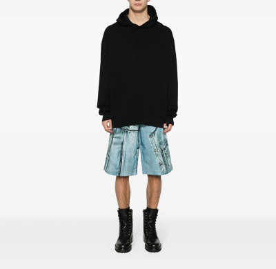 Wholesale Men’s Denim Patchwork Printed Cargo Shorts with Graphic Details