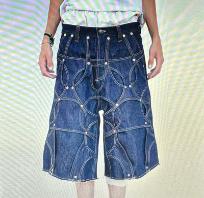 Custom Men's Designer Denim Shorts with Stitching