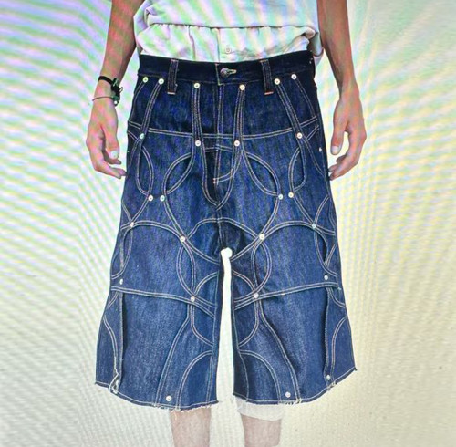 Custom Men's Designer Denim Shorts with Stitching