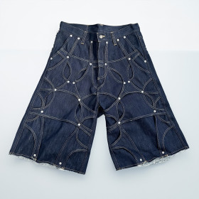 Custom Men's Designer Denim Shorts with Stitching