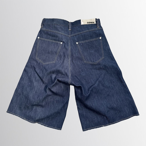 DiZNEW Herren Designer-Jeansshorts mit Nähten und Nietendetails, Streetwear Fashion