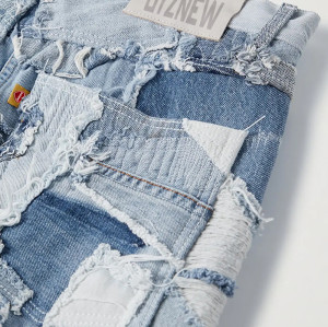 Custom Vintage Patchwork Distressed Denim Jeans for Men - Unique Designer Style