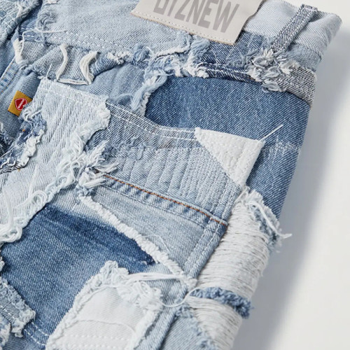 DiZNEW Vintage Patchwork Distressed Denim Jeans para hombre: estilo de diseñador único