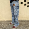 DiZNEW Patchwork Distressed Denim Jeans mit ausgefransten Schichten für Streetwear Anpassbare