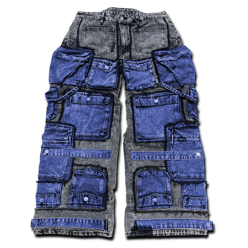 Patchwork Pocket Jeans