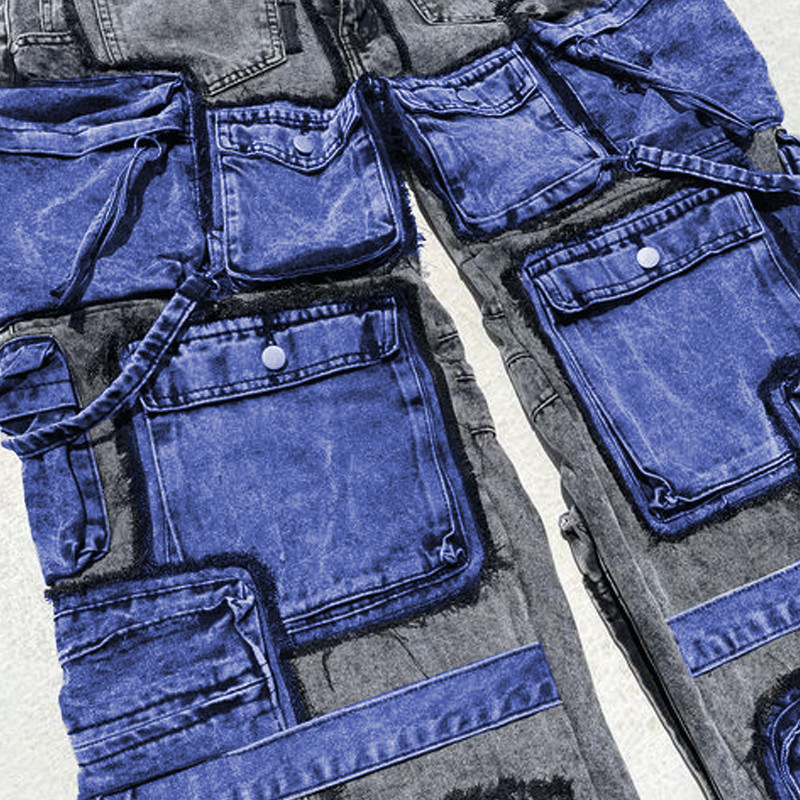 Jeans mit Patchwork-Taschen