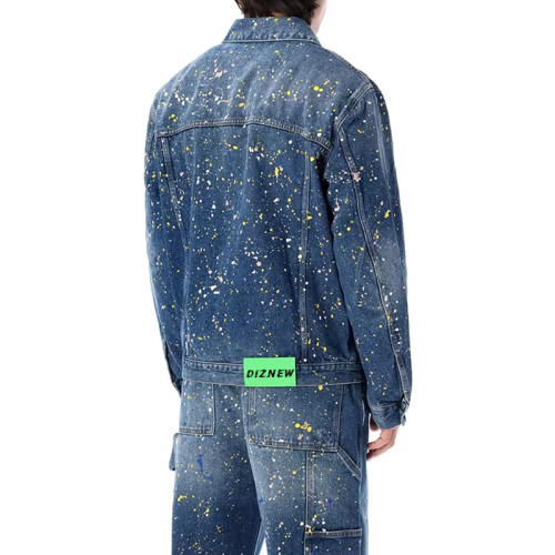 DiZNEW Men's Splatter Paint Denim Jacket for Trendsetting Jeans Designers