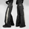 DiZNEW Custom Washed Black Denim Pants mit einzigartigem Bleich- und Distressed-Design