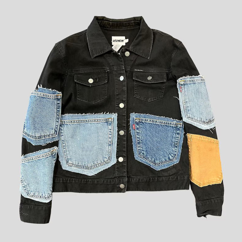 Veste en jean patchwork personnalisée