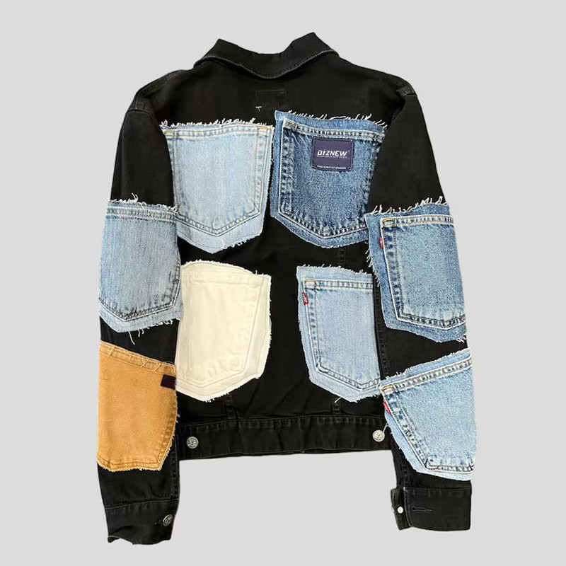 Veste en jean patchwork personnalisée