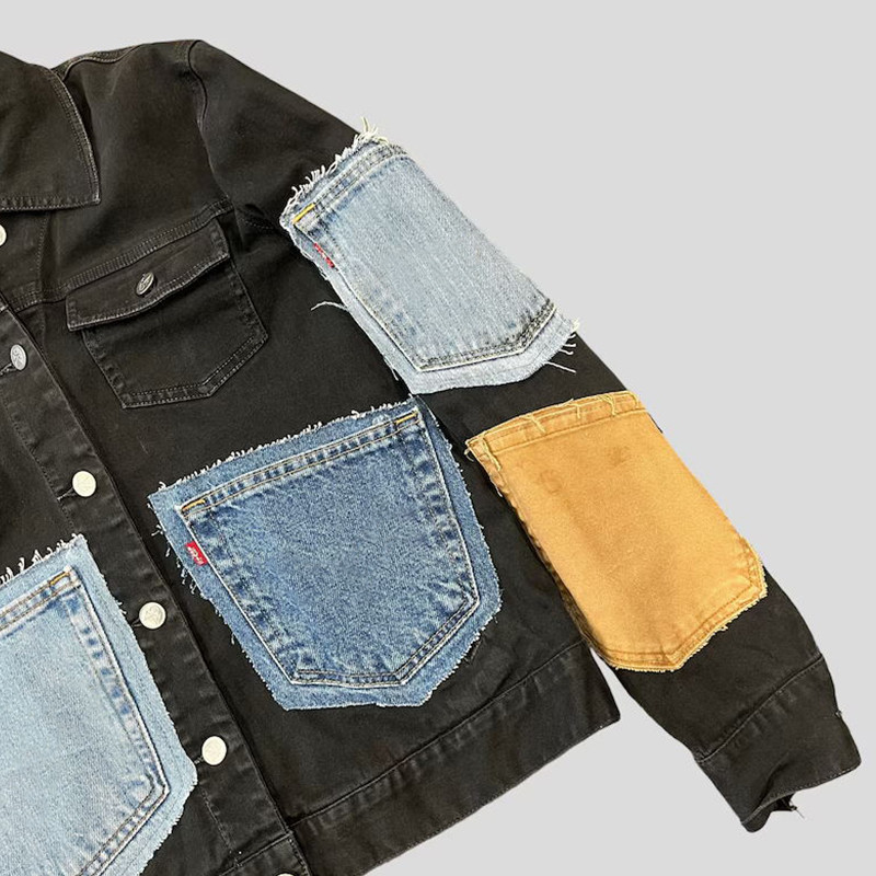 Veste en jean patchwork personnalisée