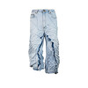 DiZNEW OEM Distressed Light Blue Denim Pants with Wrinkled Design