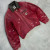 Wholesale Fade Washed Red Canvas Jacket with Distressed Details DiZNEW