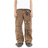 DiZNEW Custom Multi-pocket Brown Cargo Jeans for Men - Functional and Stylish