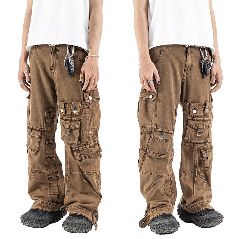 Custom Brown Cargo Jeans