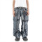 Custom Multi-Pocket Utility Jeans with Detachable Straps for Streetwear Fashion