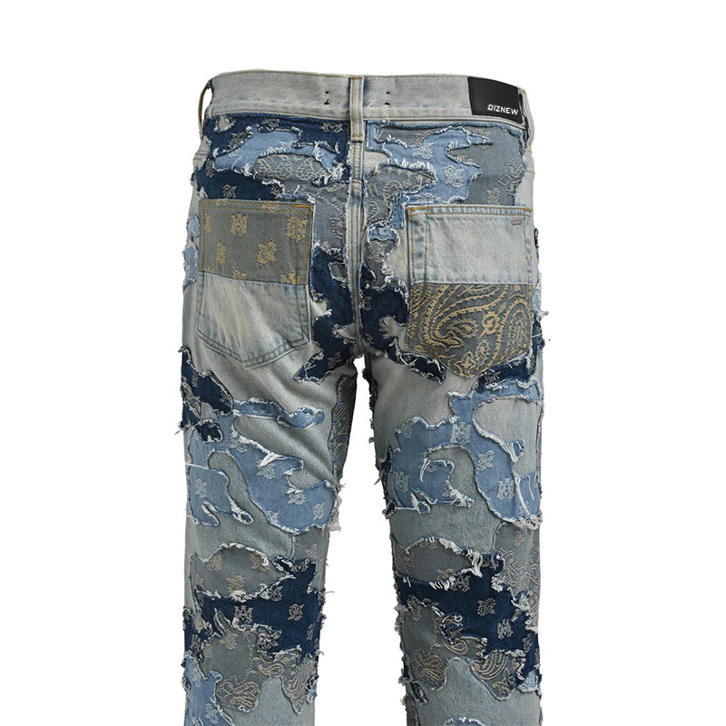 Skinny-Jeans mit Patchwork-Muster