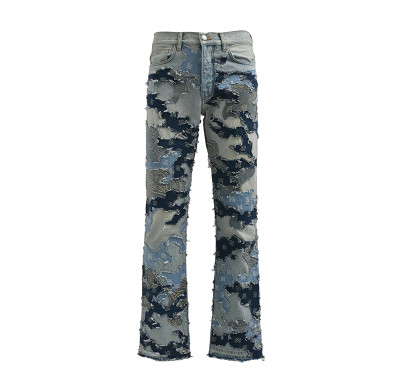 DiZNEW Custom Wholesale Distressed Patchwork Skinny Denim Jeans for Designers