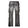 DiZNEW Custom Distressed Black Jeans with Frayed Side Details for Designers