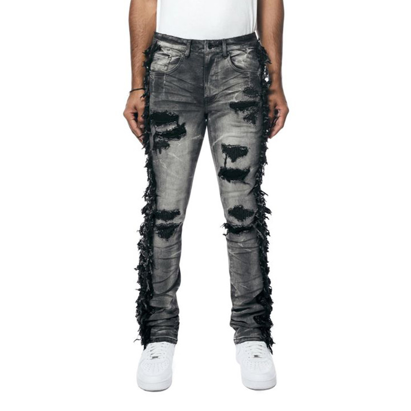 Benutzerdefinierte Distressed schwarze Jeans