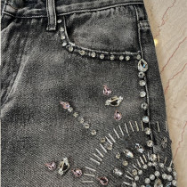 Custom Men Denim Shorts with Crystal Embellishments – Handmade