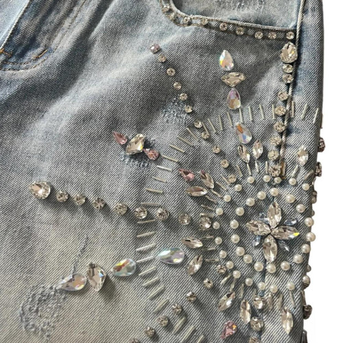 Custom Men Denim Shorts with Crystal Embellishments – Handmade, Luxury Street Style