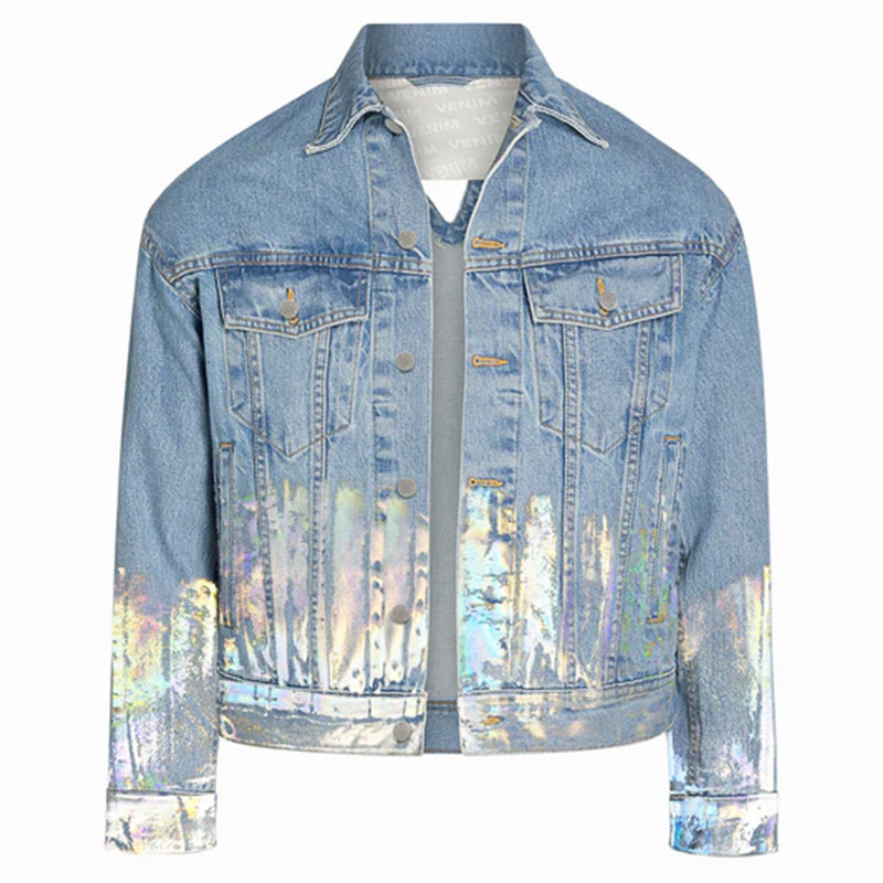 Holographic Foil Denim Jacket